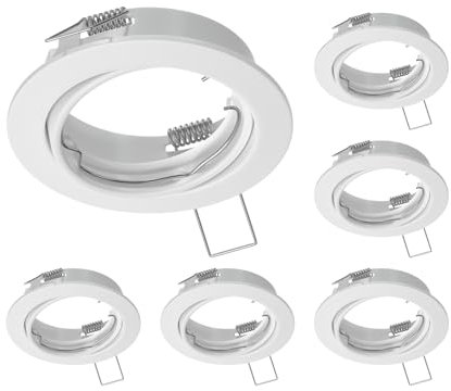 ledscom.de 6 Stück Deckeneinbaurahmen FERE, rund, schwenkbar, weiß matt