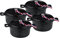 KAMBERG - 0008199 - Set 4 Mini Cocottes Ø 12 cm Ronde Noire - Fonte d'aluminium - Revêtement pierre - Tous feux dont induction - Sans PFOA