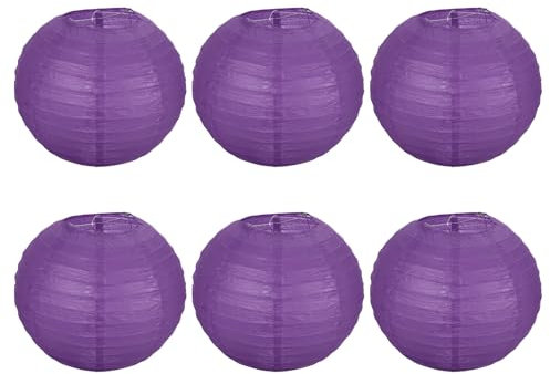 PATIKIL 10 Papier Laterne 6Pack Rund Faltbare Hängelampe für Hochzeit Home Party Festival Feier, Dunkel Lila