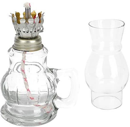 DOITOOL Öllampen aus Glas für Den Innenbereich Vintage Petroleumlampen für Den Innenbereich Kleine Klare Glaskammer-Öllampen Laternen (18 X 8 X 6Cm)