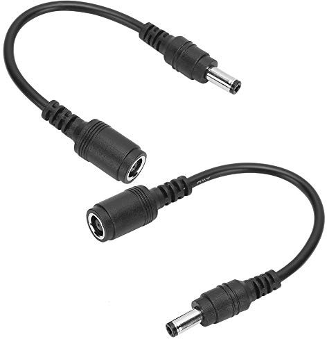 ASHATA 2 Cables de Extensión de Alimentación de CC Macho de 7,4 X 5,0 Mm Hembra a 5,5 X 2,5 Mm Macho para Portátil HP, Transferencia de Carga Rápida, Negro