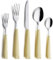 Annova Stainless Steel Cutlery Set with Color Handles - Dinner Forks, Salad Forks, Table Knives, Tablespoons, Teaspoons - Service for 4 (Yellow)