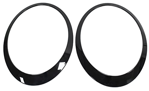 Scheinwerfer Zierring runde Ring Frontscheinwerfer Blende Rahmen Verkleidung Abdeckung Zierleisten Rand Zierringblende glänzend schwarz vorne links und rechts für Mini R56 R57 R58 R59 2007-2015