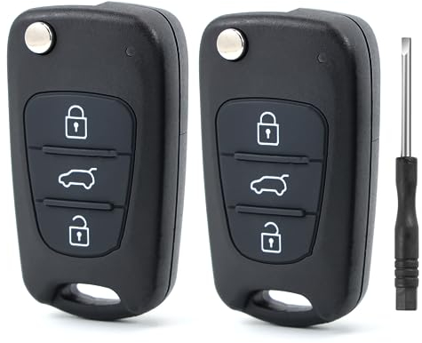 Betterher 2 Piezas Carcasa Funda Llave Remoto Mando Compatible para Hyundai,2-Botones Carcasa del Mando para Hyundai i10 i20 ix20 i30 ix35 & Kia Ceed Soul Sportage Venga