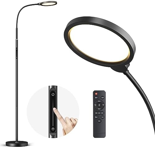 anyts Stehlampe LED Dimmbar Stehlampe Wohnzimmer mit flexiblem Schwanenhals Stehleuchte für Schlafzimmer, Büro, Lesen