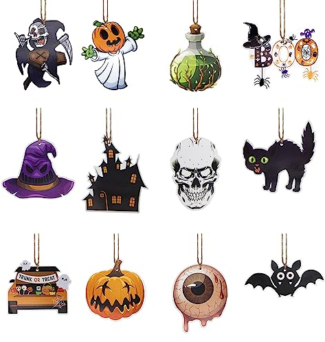 ALLY-MAGIC Halloween Hanging Ornaments, 12 PCS Paper Ornaments - Outdoor & Tree Decorations for Halloween Party & Home Courtyard Decor