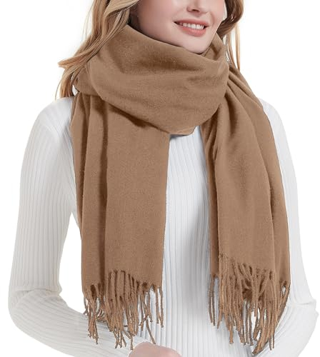 Landisun Schal für Damen, Winter-Pashmina-Schal, Wickeltuch, Winterschal, Kaschmir-Schal, Hochzeitsschal, Tan / Camel, Regulär