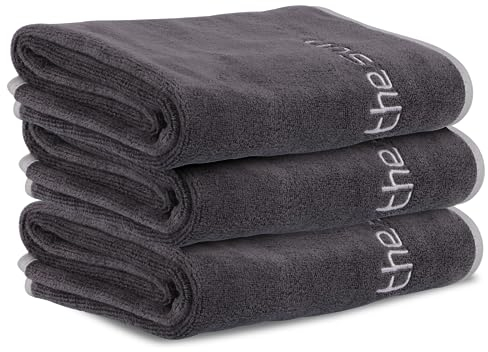 WINKIO Fitness Handtuch Klein 3er Pack, 35 × 73 cm Mikrofaser Gym Handtücher Sporthandtuch für Sport Fitnessstudio Yoga Schnell Trocknend Weich (Grau)