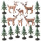 FENYW 16 Stücke Weihnachten Mini Figuren, Waldtiere Figuren Set, Mini Weihnachtsbaum, Hirsch Figuren,Waldtiere Figuren Spielzeug von Weihnachtsschmuck zum Basteln Mini Weihnachtsdeko