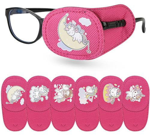 Hifot 6 pièces Cache Oeil Enfants,Réutilisable Cache Oeil Medical pour Amblyopie Strabisme Orthoptiste, Papillocache-œil Cache-œil Couvre Lunettes Eye Patches pour Fille Garçon