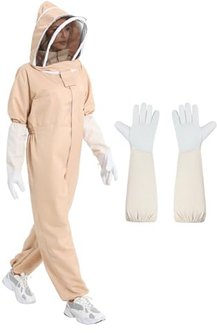 Bi-kostym för män och kvinnor L biodling kostymer outfit med slöjhuva och handske för bakgården professionell och nybörjare bihållare