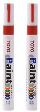 Worparsen Rotuladores de pintura para neumáticos, 2 unidades, permanentes, impermeables, para relleno de tinta, para coche, vehículo, motocicleta, neumáticos, color rojo