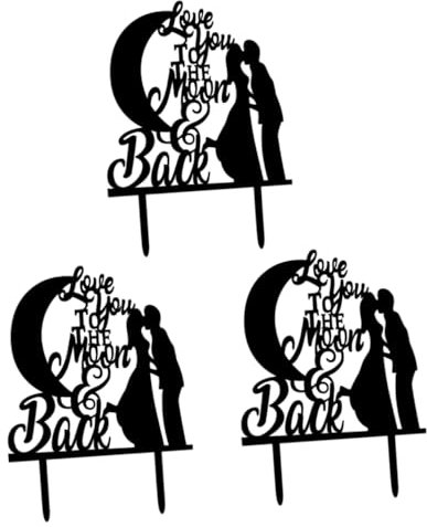 Abaodam 3pcs Wedding Party Cake Topper Acrylic Cake Decoration Romantic and Simple Design