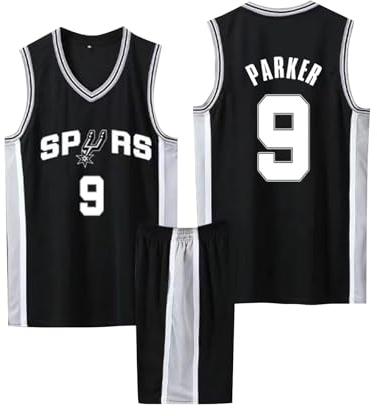 Basketball Trikot Shirt und Shorts 2024, Kinder/Erwachsene Basketball Jersey, Kinder/Erwachsene Basketball ärmellose Anzug, 2-Teiliges Basketball T-Shirt Weste + Shorts schwarz L