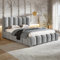 MOTIVENA Grand Bubble Bett 120x200, Polsterbett 120x200 Samt, mit Bettkasten, mit Stauraum, mit Lattenrost, mit Kopfteil, ohne Matratze, Grau Hellgrau