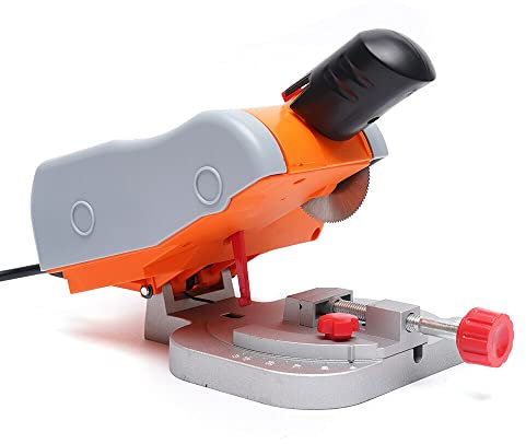 Mini Cut Off Machine, Benchtop Mini Miter Cut-Off Saw Kit, 90W Portable Mitre Saw, Adjustable Max 45° Mini Table Saw/Chop Saw, for Cutting Brass, Steel, Wood, Miniature Model Making, DIY