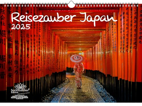 Reisezauber Japan DIN A3 Kalender für 2025 Japan Tokio Stadt Reise Land - Inhalt: 1x Kalender 1x Weihnachtsanhänger 1x Grußanhänger (gesamt 3 Teile)
