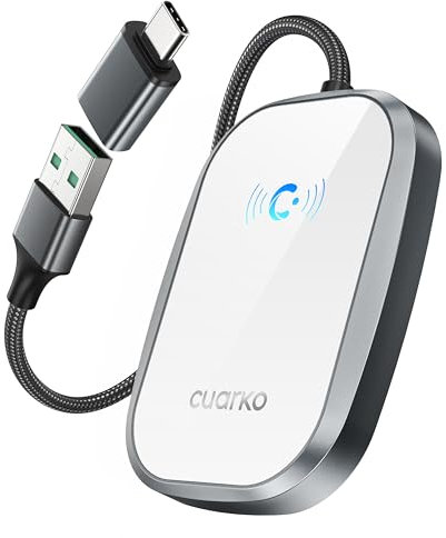 Android Auto Wireless Adapter UK, cuarko NFC 2024 Android Auto Wireless Adapter, Easy Setup Plug & Play Latency-Free, Wireless Android Auto Adapter Converts OEM Wired to Wireless Android Auto