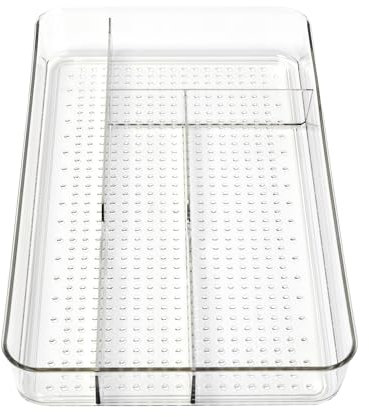 Dial Industries Small Cutlery, Utensil, Silverware Kitchen Drawer Organizer Tray, Clear