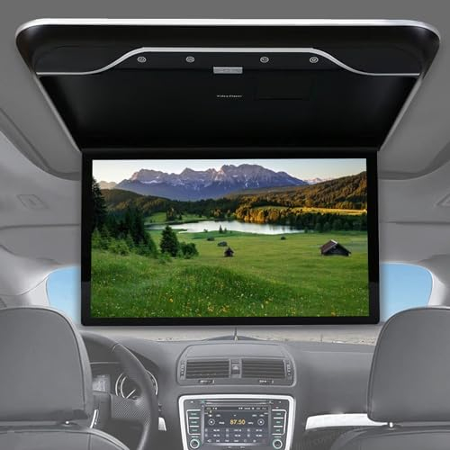 AUTUMFLATGAO 19 Car Overhead Player, Flip Down Car Monitor, HD Digital 1080P Video, 16:9 Wide Screen Ultra-Thin Roof Mounted Player, HDMI IR FM USB