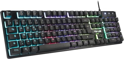 The G-Lab Keyz Caesium Gaming-Tastatur, QWERTY-Tastatur, Spanisch, mit USB-Kabel, Gaming-Tastatur mit mehrfarbiger Hintergrundbeleuchtung, 19 Anti-Ghosting-Tasten, halbmechanische leise Tastatur für