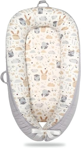 EAQ Babynest Nestchen Baby Weiches Atmungsaktives baby bett für Neugeborene Geschenk 100% Baumwolle Baby Erstausstattung Neugeborene