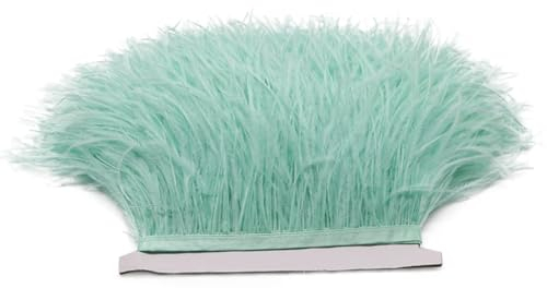1 metro / lote de plumas de avestruz para decoración de bodas, manualidades, vestidos, chales, accesorios para costura, verde menta, 2 m