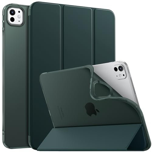 MoKo Custodia Protettiva Compatibile con iPad PRO 11 Pollici M4 2024 (5a Gen.), Cover in TPU e Pelle PU con Chiusura Magnetica, Sostegno, Auto Riattivazione/Standby, Verde Notte