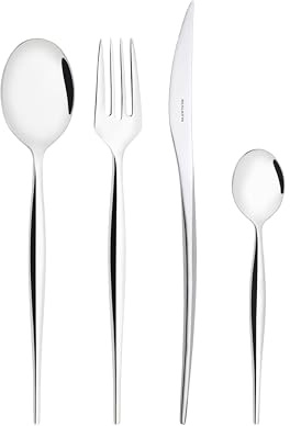 BUGATTI, Natura, Set Posate 24 Pezzi in Acciaio Inox 18/10 con Scatola Gallery Compatta, Servizio Posate per 6, Cucchiai, Forchette, Coltelli e Cucchiaini Caffè