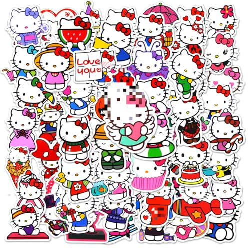 100Pcs Ki-tty Stickers Cat Stickers Waterprof Vinyl Sticker for Skateboard Car Laptop Water Bottles Walls Luggage Books Travel Stickers for Boys Grils Teens Adults