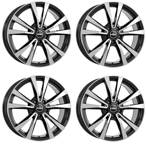 4x Rial Felgen M12 8.0Jx19 ET52 5x112 diamant-schwarz frontpoliert kompatibel mit MERCEDES-BENZ C CLA EQA EQB GL GLA GLB GLE M R V Viano