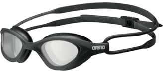 ARENA Occhialini da nuoto unisex 365 per nuotatori fitness, comodi, anti-appannamento, design a tenuta stagna, lenti non specchiate, per uomini e donne, trasparente/nero/nero