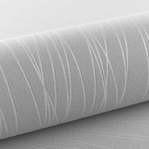 Mix Plain Stripe Textured Thick 3D Embossed Modern Minimalist Wallpaper Roll - Striped Flocking Wallcoverings, No Match Irregular Stripes for Bedroom, Living Room, Lounge - Silver Grey