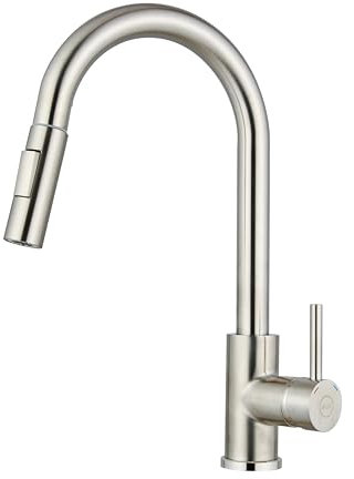 MILOT Kitchen Sink Taps Mixer with Pull Out Spray | 360°Swivel Single Handle | 2 Spray Mode | Brass Pull Out Kitchen Tap | Stream & Spray Mode | Brushed Nickel