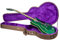 Crossrock E-Gitarrenkoffer aus Holz für 335 Stil, halbohl, Schokoladenbraunes Kunstleder, violetter Samt, Schloss – Designer-Serie