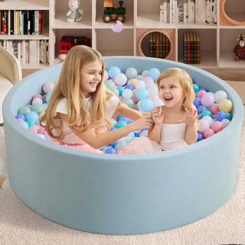 Ball Pit for Toddlers Baby Ball Pits Soft Memory Foam Ball Pits Round Kids Ball Pit Indoor Game Play Ball Pool 35.4''x11.8'' (Lightblue, NO Balls)
