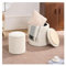 INMOZATA Round Ottoman with Storage Set of 2 Corduroy Velvet Footstool Storage Stool with Lid dressing table stool for Living Room,Bedroom (Beige)