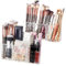 Alaoo 2-piece Makeup Brush Holder, 3 Slot Acrylic Makeup Brush Organiser, Clear Crystal Makeup Organiser Box for Eyeliners, Lipstick, Mascara and more Make-Up Storage