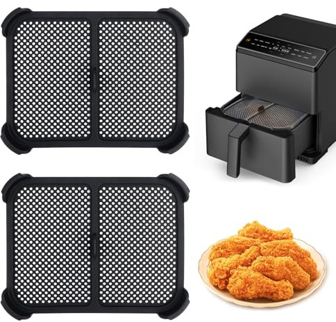 Pack of 2 Splash Guards, Stainless Steel Splash Guards, Hot Air Fryer Accessories for Ninja Foodi AF400EU/AF451EU, Silicone Air Fryer Splatter Guard Protection for Heating Coil and Fan, Effective