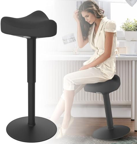 UISEBRT Hocker Ergonomischer,Sitzhocker Höhenverstellbar 47-65 cm, Stehhocker Anti-Rutsch,für Wohnzimmer,Schlafzimmer,Büro,Schwarz