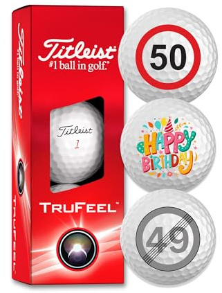 Titleist Trufeel Geburtstag Golfbälle 3er Pack Motiv Happy Birthday Golf Geschenke für Golfer Geschenkidee (50. Happy Birthday)