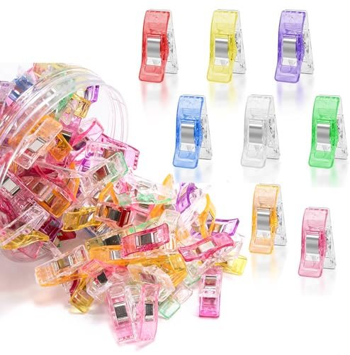 Mollette in tessuto, 100 Pezzi, clip da cucito in plastica, con marcature di misurazione, clip da cucito multiuso per trapuntare, uncinetto, fai da te e lavori a maglia, fissaggio del tessuto
