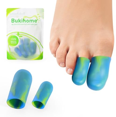 Bukihome Silikon Zehenkappen 12er Set, Gel Zehenschutz Hüllen Kappen | Weiche Gel Zehenkappen zum Polstern und Reduzieren von Reibung (4L + 8S)