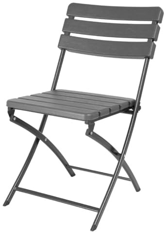 Bolero Folding PE Chairs Grey Wood Effect, Pack of 2 | Saves vital storage space with a collapsible design; wipe-clean material ensures rapid turnaround in commercial settings.