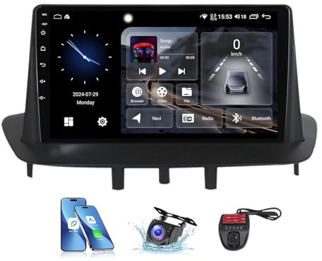 Generico 9 Android 13 Pollici 2 DIN autoradio Stereo Lettore Radio per Renault Megane 3 2008-2014 4G Wireless Car Play Navigazione GPS DSP FM RDS Dab+ Radio Bluetooth 4G WiFi SWC + Crema DVR(NF-4)