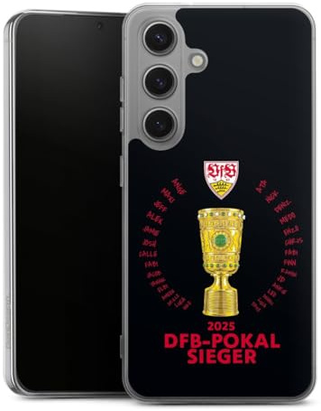 Silikon Hülle kompatibel mit Samsung Galaxy S 25 Case transparent Handyhülle VfB Stuttgart Pokal Offizielles Lizenzprodukt