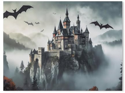 Puzzle 1000 Stück，Das Schloss von Dracula in Transsilvanien，Klassische Puzzle 3D Puzzle DIY Kit Papier Spielzeug Einzigartiges Geschenk Wohnkultur（38x26cm）-AC27