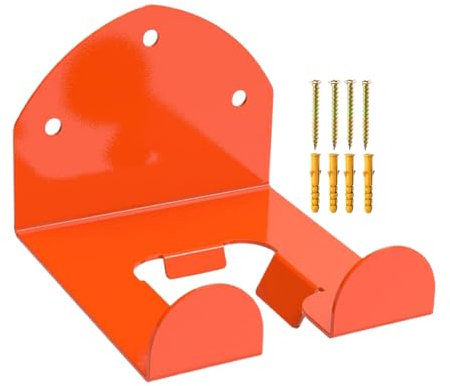 Garage Wall Holder Organizer, Heavy Duty Trimmer Rack, Adorable Garden Tools, Bracket Storage System for Grass Trimmers, Shovels, Blowers and Garage Space Saving Needs, Orange