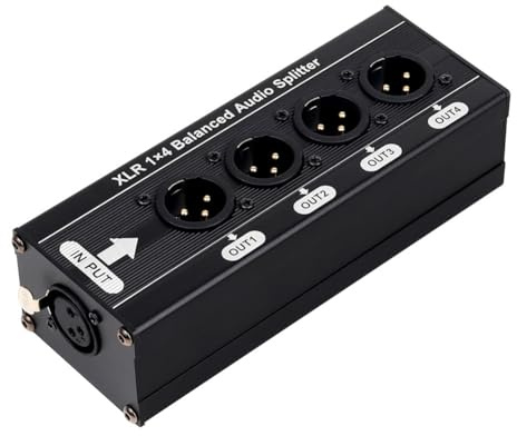 Uxsjakjsd 1x4 Balanced XLR Audio Splitter 3 Pin 1 Input to 4 Outputs Signal Splitter Box No Power Supply