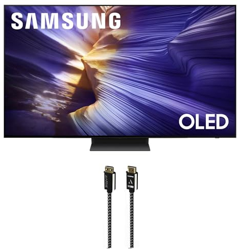 Samsung QN65S90FAFXZA 65 Inch 4K OLED Smart TV with an Austere 7S-8KHD2-2.5M VII Series 2.5m Premium Braided 8K HDMI Cable (2025)